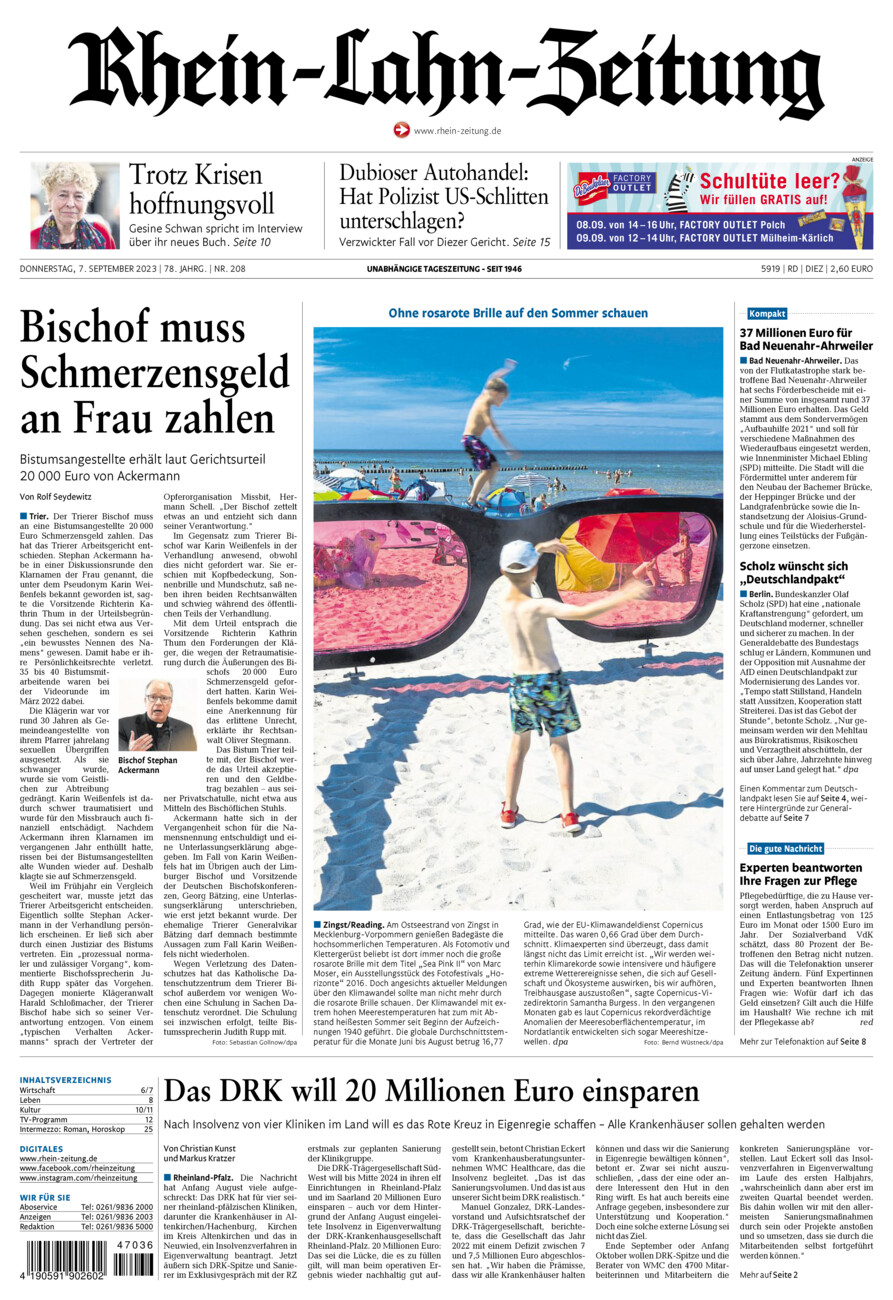 Rhein-Lahn-Zeitung Diez (Archiv) vom Donnerstag, 07.09.2023