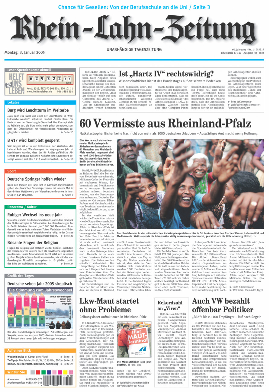 Rhein-Lahn-Zeitung Diez (Archiv) vom Montag, 03.01.2005