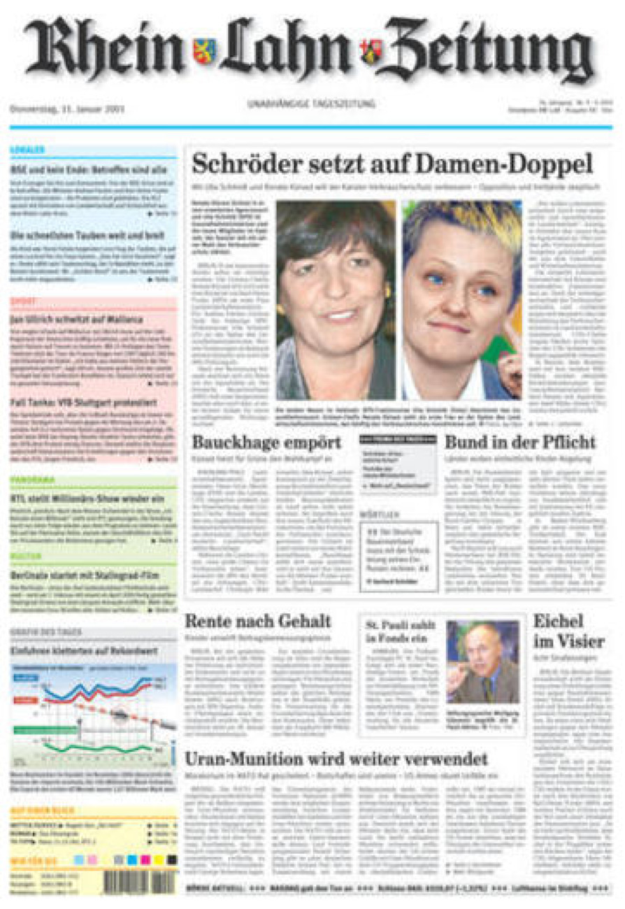 Rhein-Lahn-Zeitung Diez (Archiv) vom Donnerstag, 11.01.2001