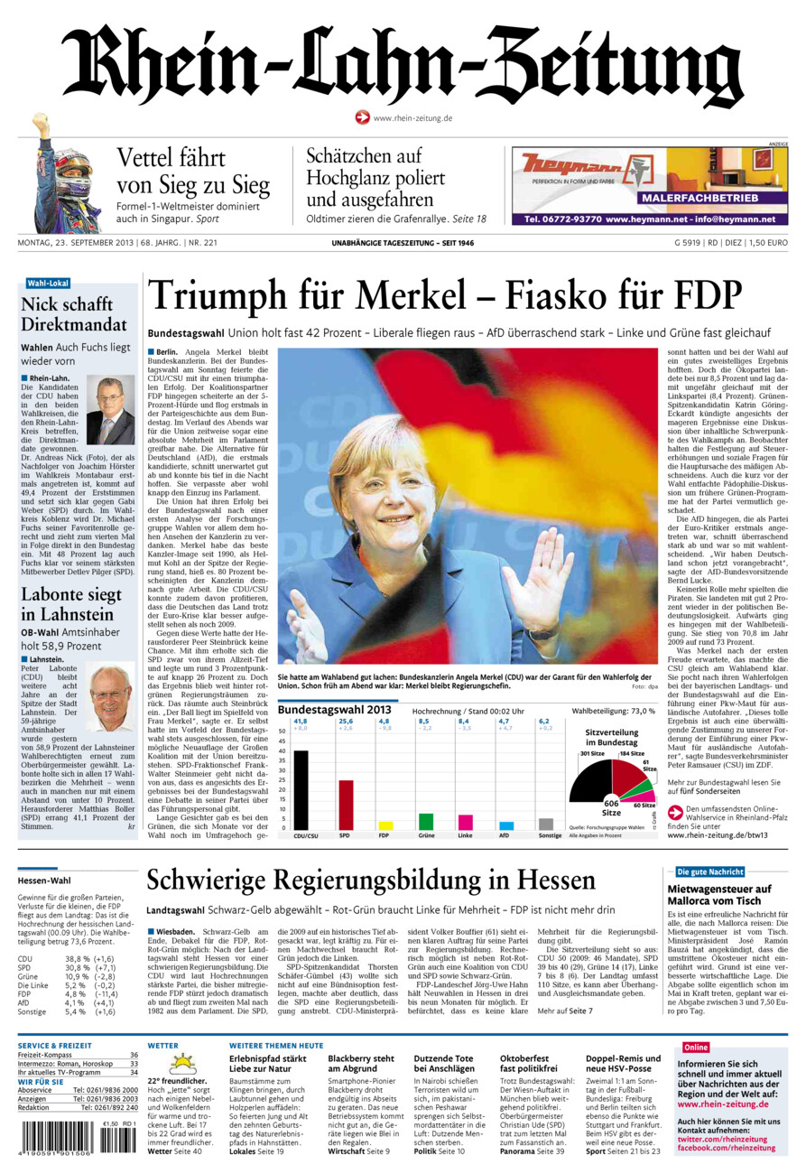 Rhein-Lahn-Zeitung Diez (Archiv) vom Montag, 23.09.2013