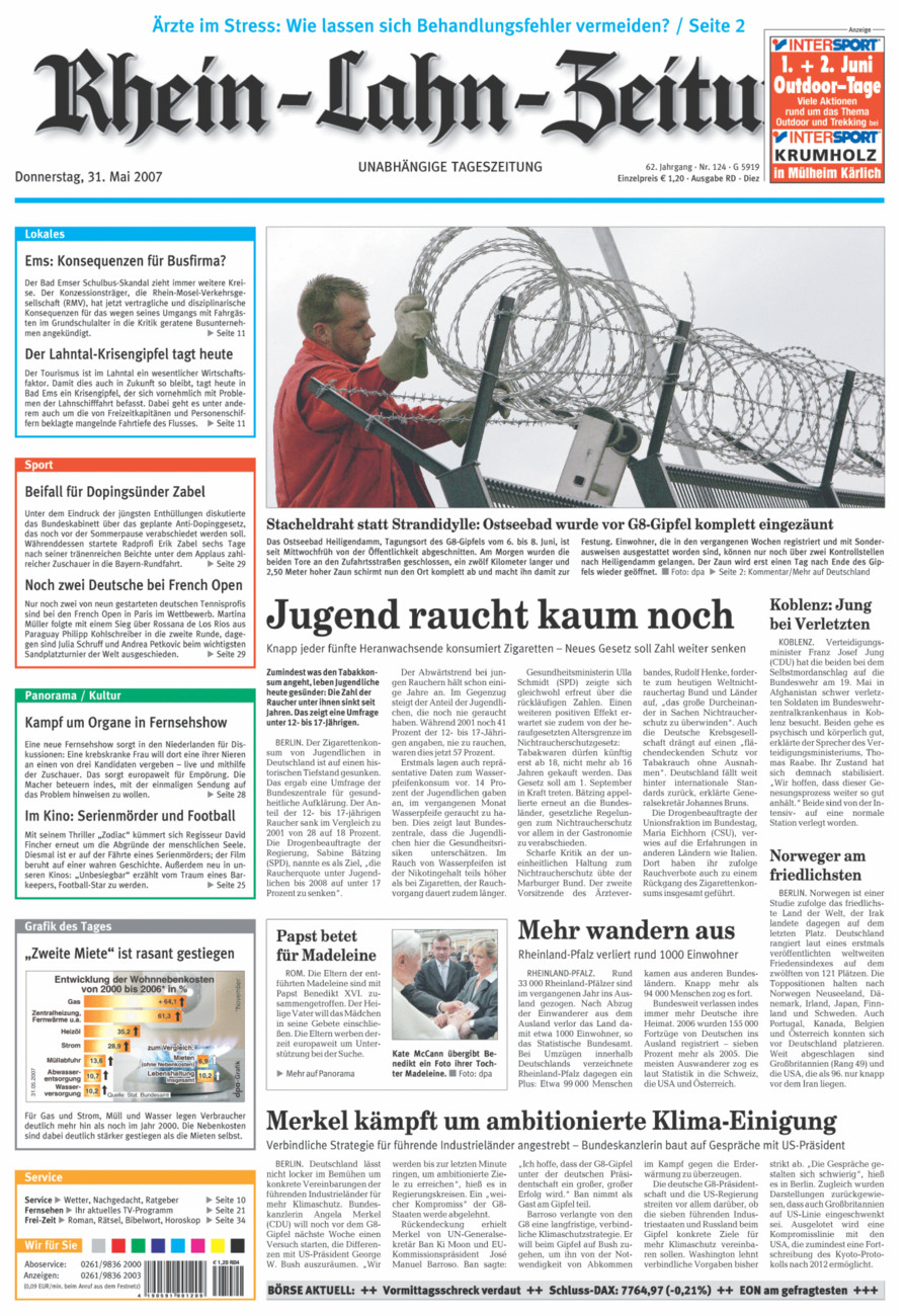 Rhein-Lahn-Zeitung Diez (Archiv) vom Donnerstag, 31.05.2007