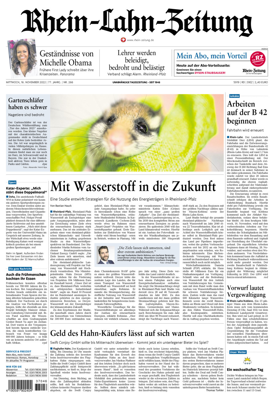 Rhein-Lahn-Zeitung Diez (Archiv) vom Mittwoch, 16.11.2022