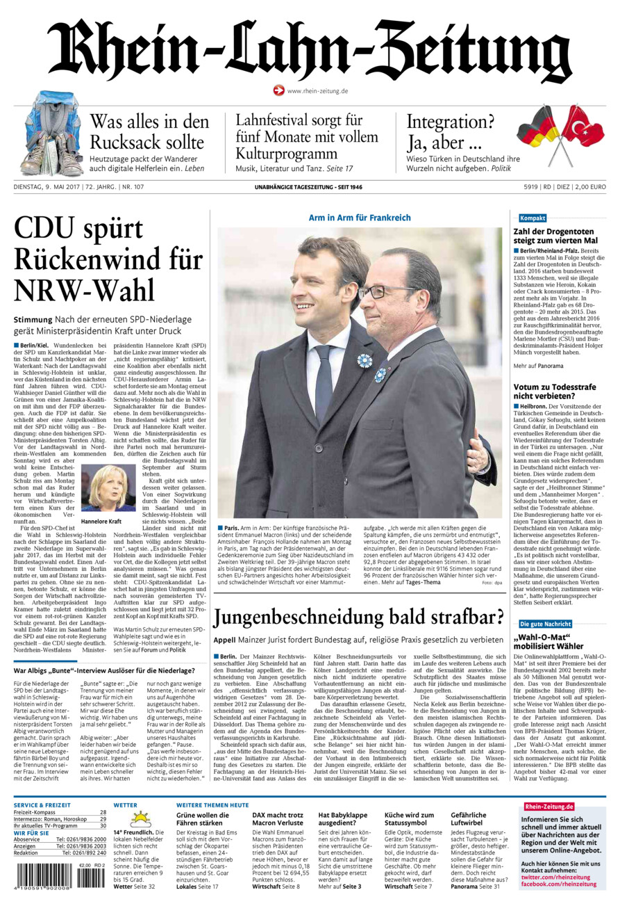 Rhein-Lahn-Zeitung Diez (Archiv) vom Dienstag, 09.05.2017