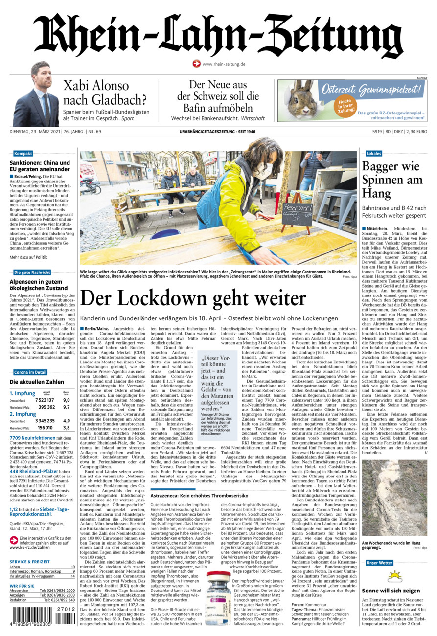 Rhein-Lahn-Zeitung Diez (Archiv) vom Dienstag, 23.03.2021