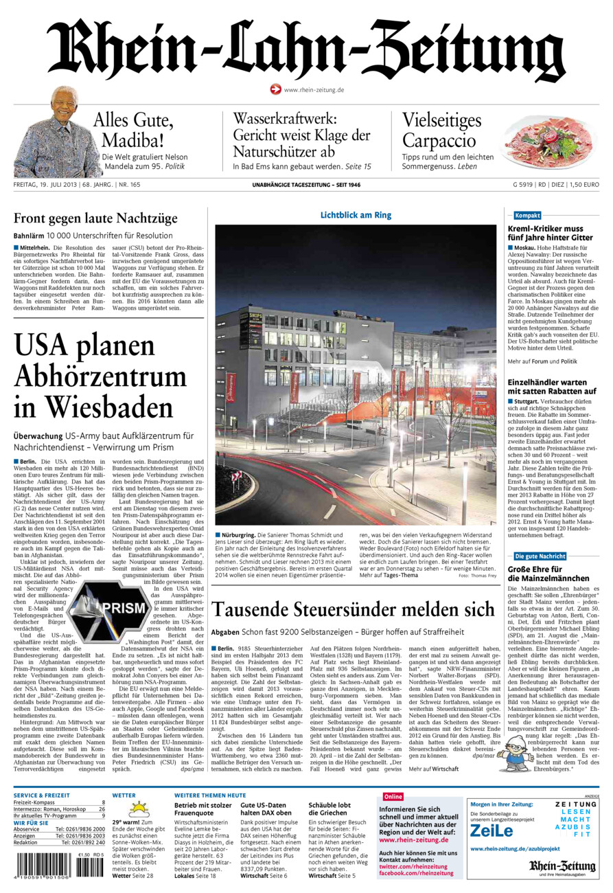 Rhein-Lahn-Zeitung Diez (Archiv) vom Freitag, 19.07.2013