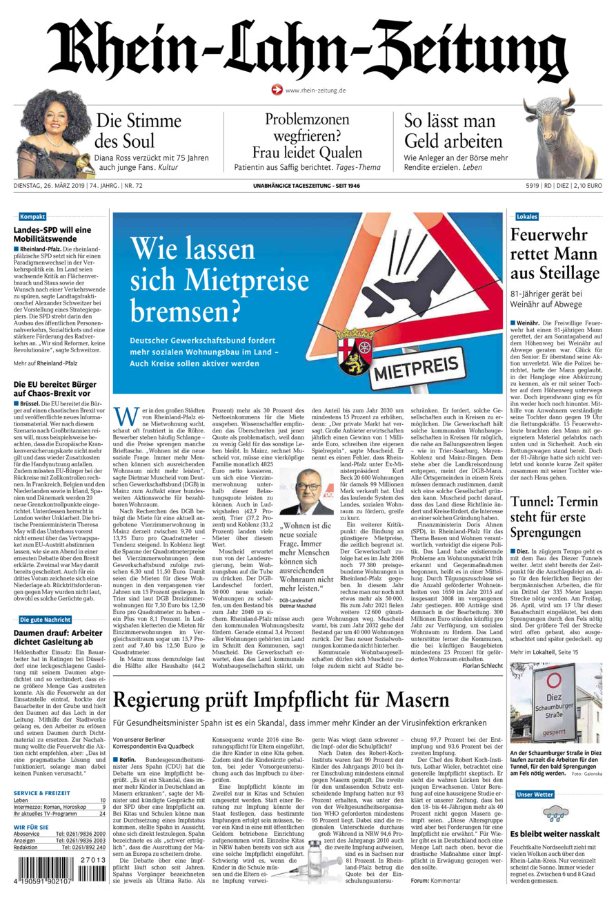 Rhein-Lahn-Zeitung Diez (Archiv) vom Dienstag, 26.03.2019