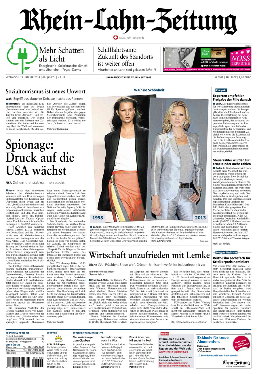 Rhein-Lahn-Zeitung Diez (Archiv) vom Mittwoch, 15.01.2014