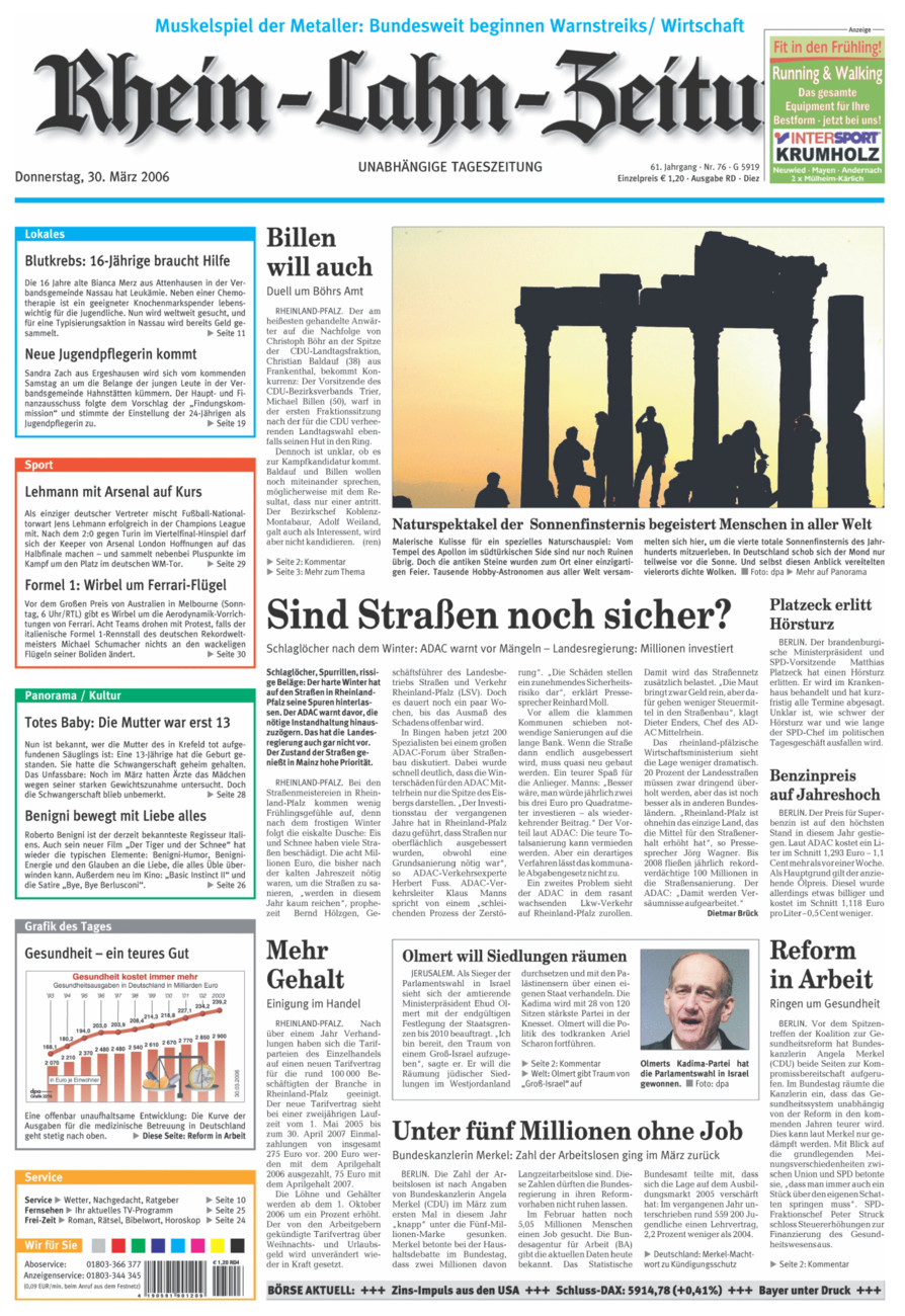 Rhein-Lahn-Zeitung Diez (Archiv) vom Donnerstag, 30.03.2006