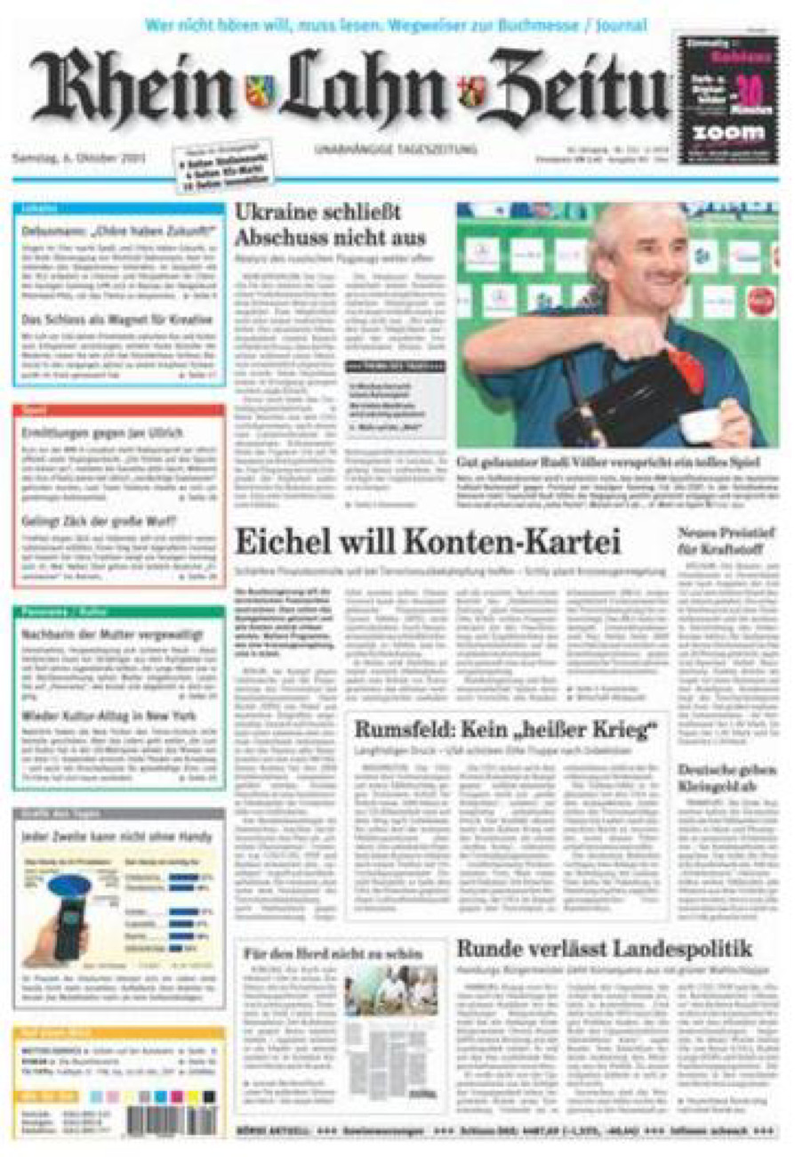 Rhein-Lahn-Zeitung Diez (Archiv) vom Samstag, 06.10.2001
