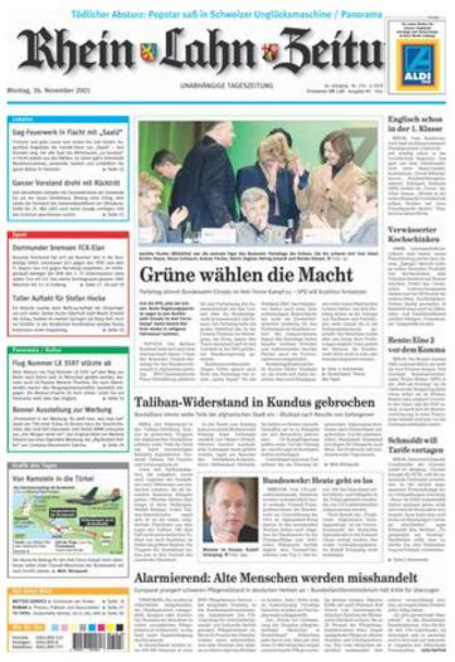 Rhein-Lahn-Zeitung Diez (Archiv) vom Montag, 26.11.2001
