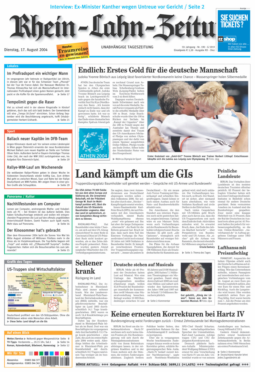 Rhein-Lahn-Zeitung Diez (Archiv) vom Dienstag, 17.08.2004
