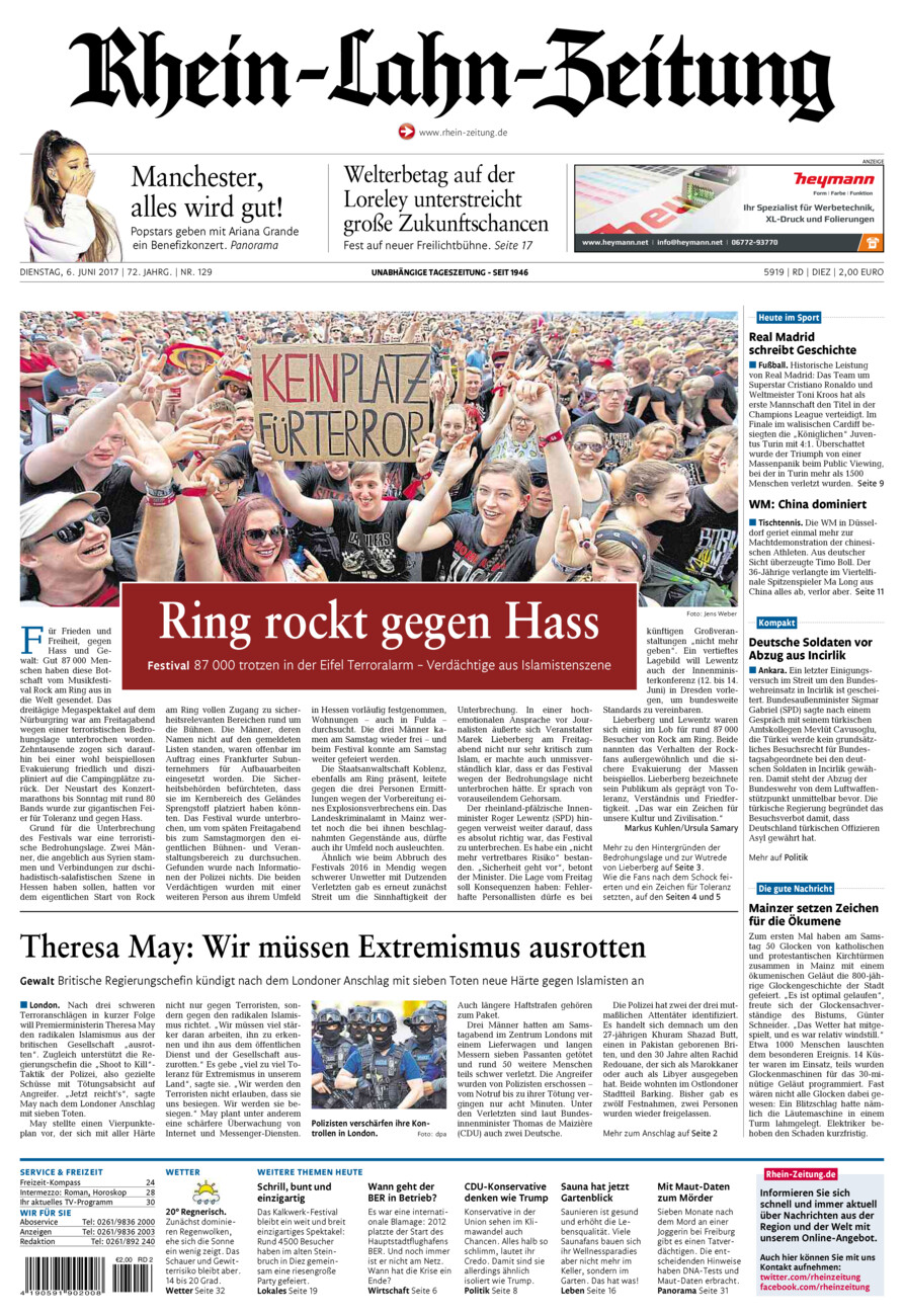 Rhein-Lahn-Zeitung Diez (Archiv) vom Dienstag, 06.06.2017