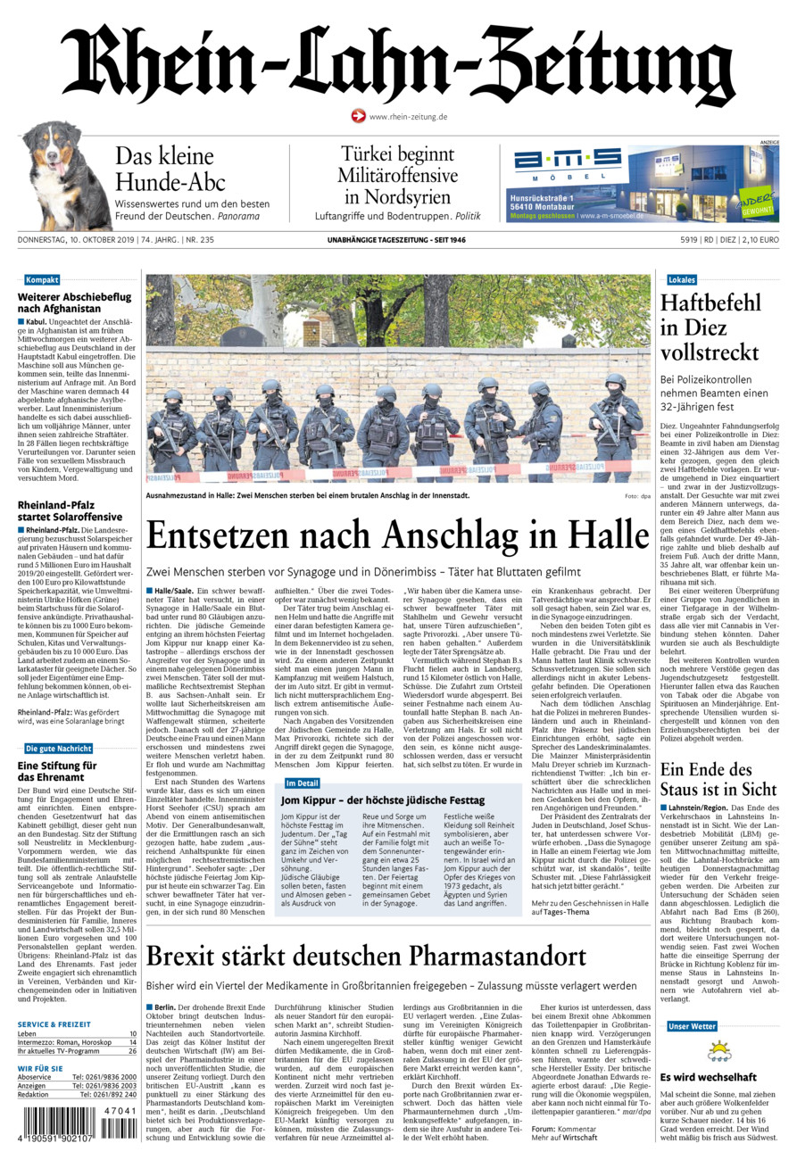 Rhein-Lahn-Zeitung Diez (Archiv) vom Donnerstag, 10.10.2019