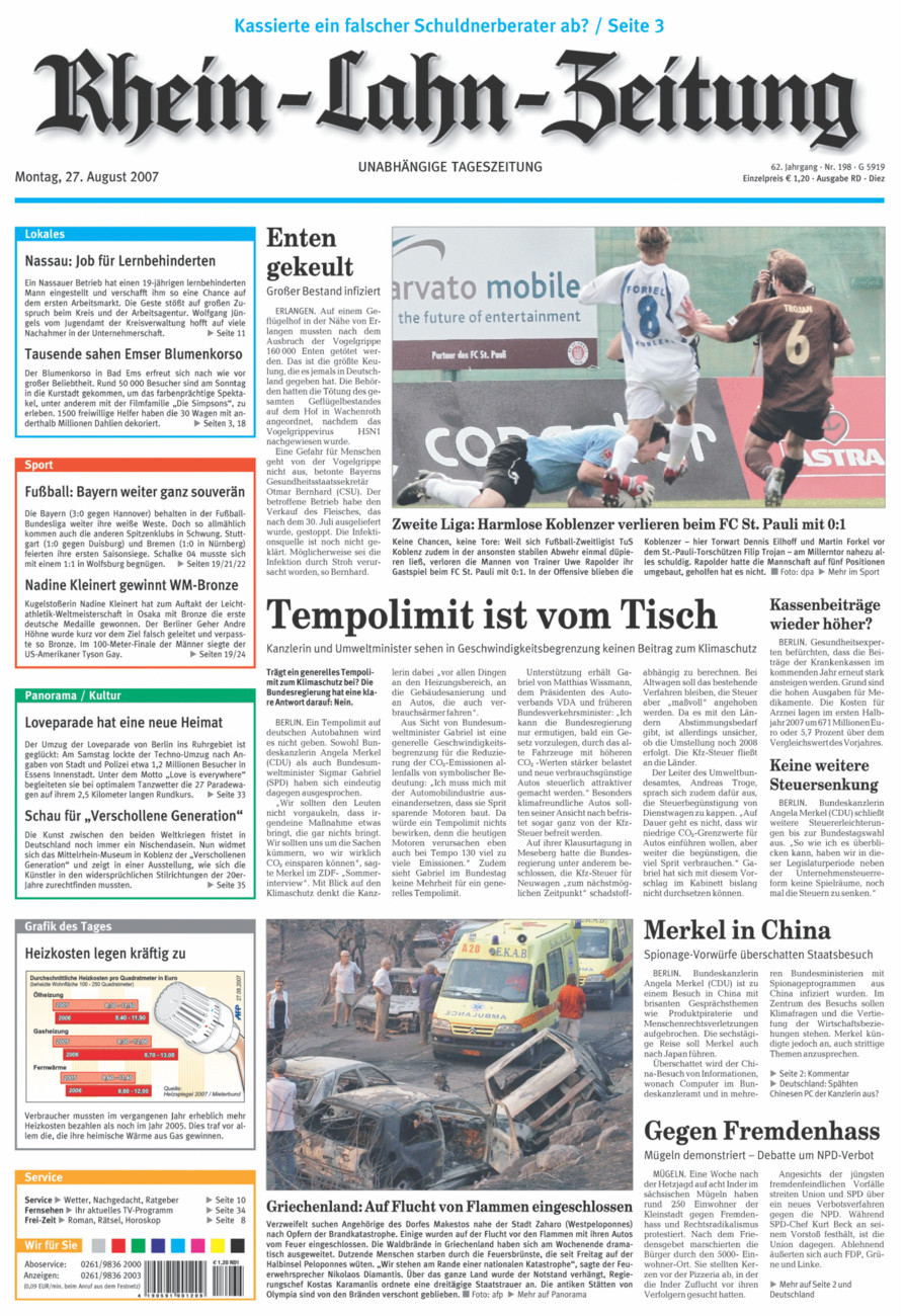Rhein-Lahn-Zeitung Diez (Archiv) vom Montag, 27.08.2007