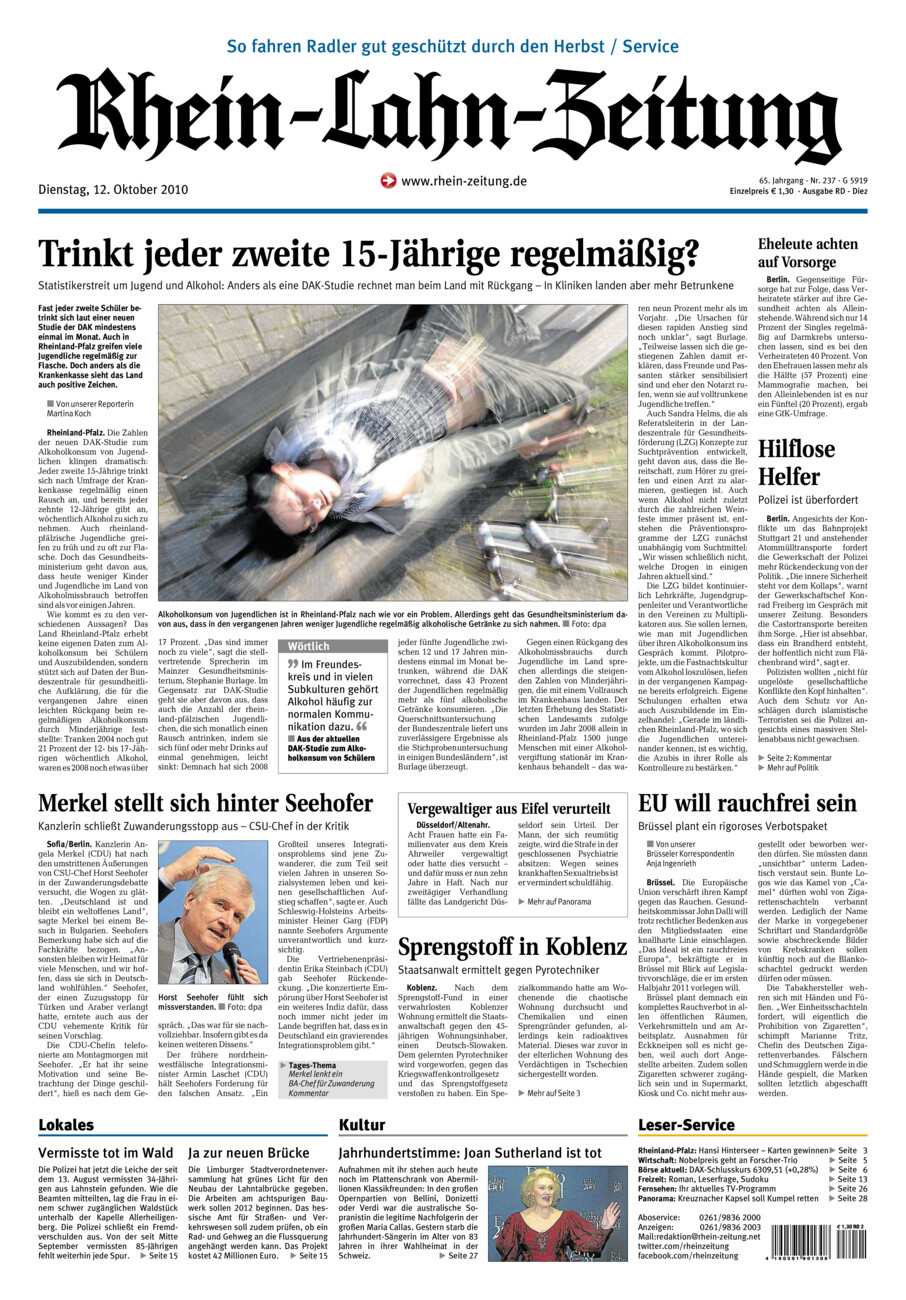 Rhein-Lahn-Zeitung Diez (Archiv) vom Dienstag, 12.10.2010