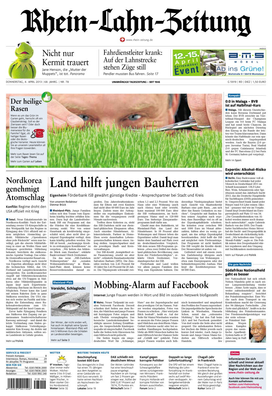 Rhein-Lahn-Zeitung Diez (Archiv) vom Donnerstag, 04.04.2013