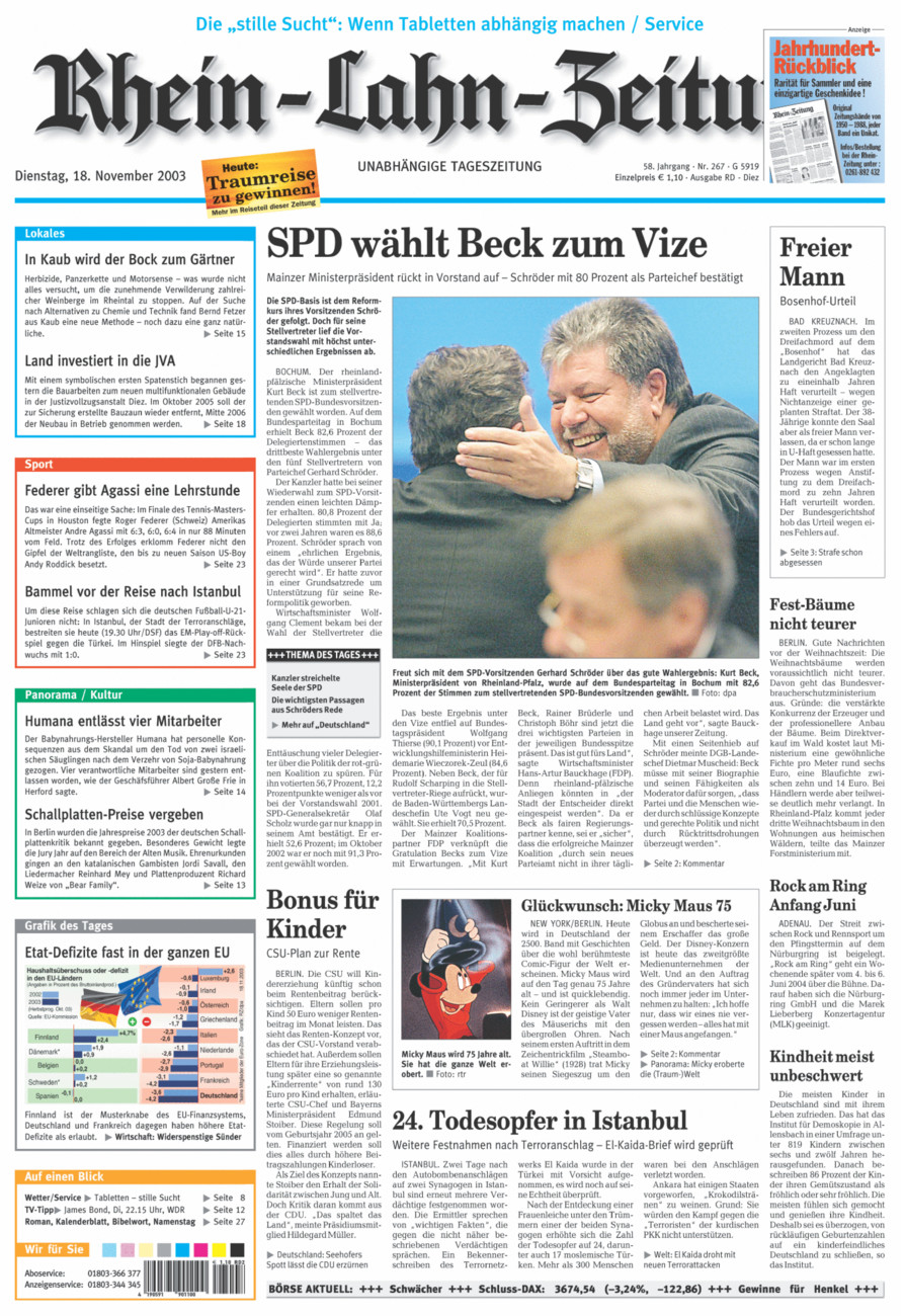 Rhein-Lahn-Zeitung Diez (Archiv) vom Dienstag, 18.11.2003