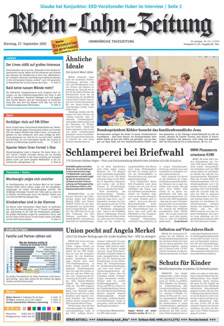Rhein-Lahn-Zeitung Diez (Archiv) vom Dienstag, 27.09.2005