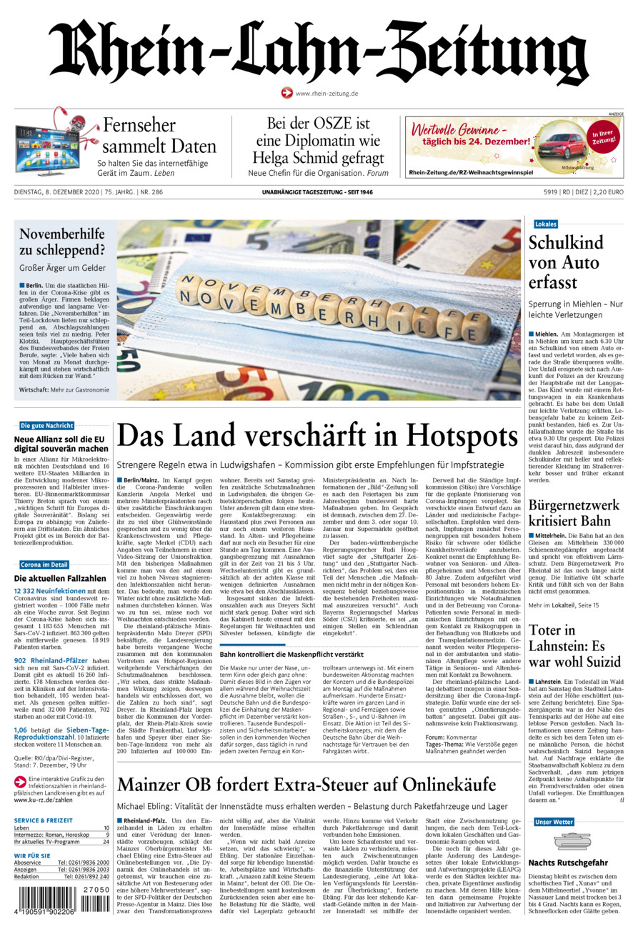 Rhein-Lahn-Zeitung Diez (Archiv) vom Dienstag, 08.12.2020