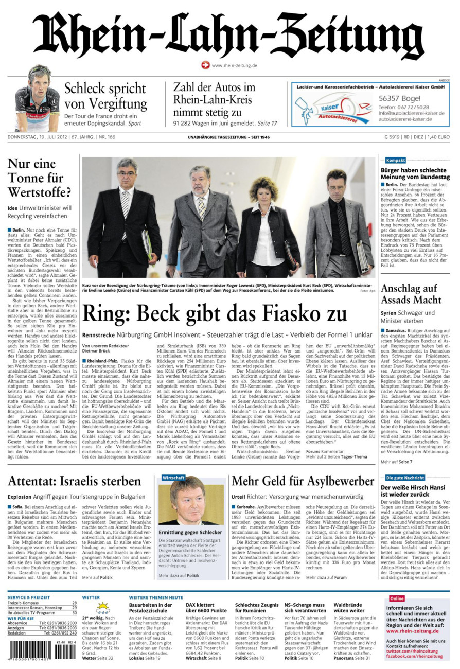 Rhein-Lahn-Zeitung Diez (Archiv) vom Donnerstag, 19.07.2012