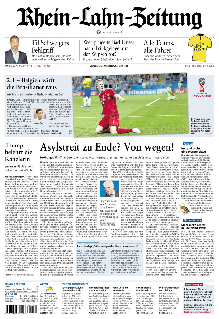 Rhein-Lahn-Zeitung Diez (Archiv) vom Samstag, 07.07.2018