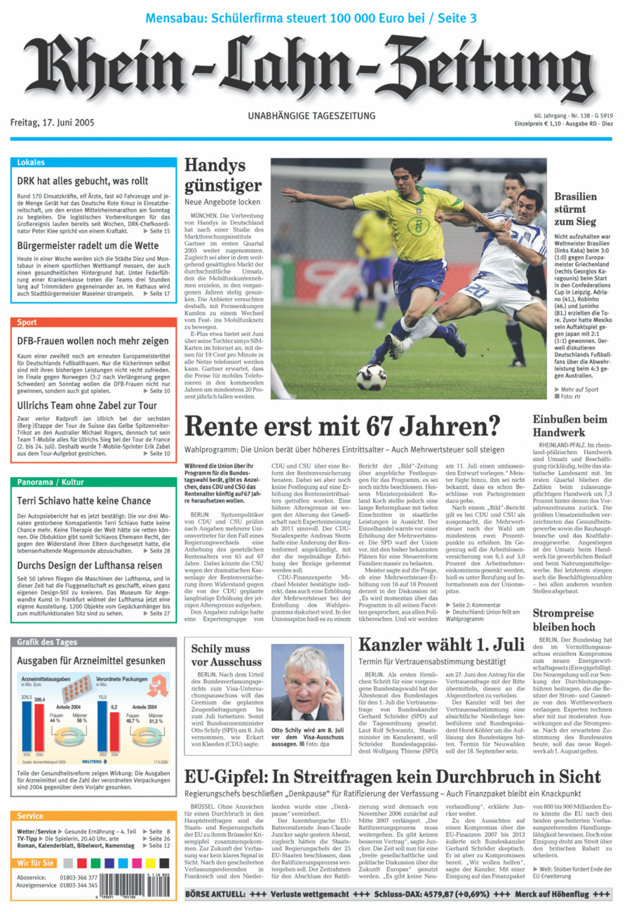 Rhein-Lahn-Zeitung Diez (Archiv) vom Freitag, 17.06.2005