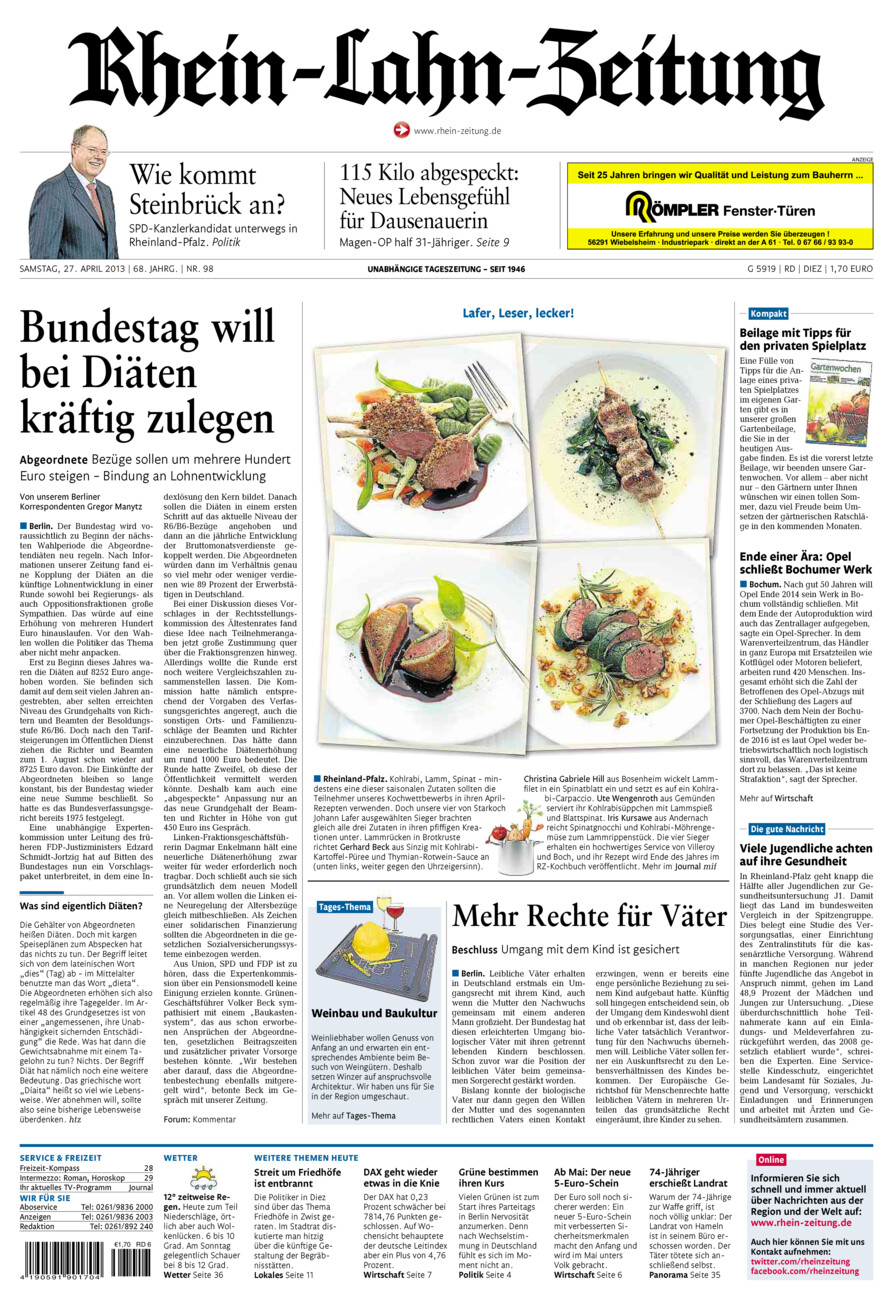 Rhein-Lahn-Zeitung Diez (Archiv) vom Samstag, 27.04.2013