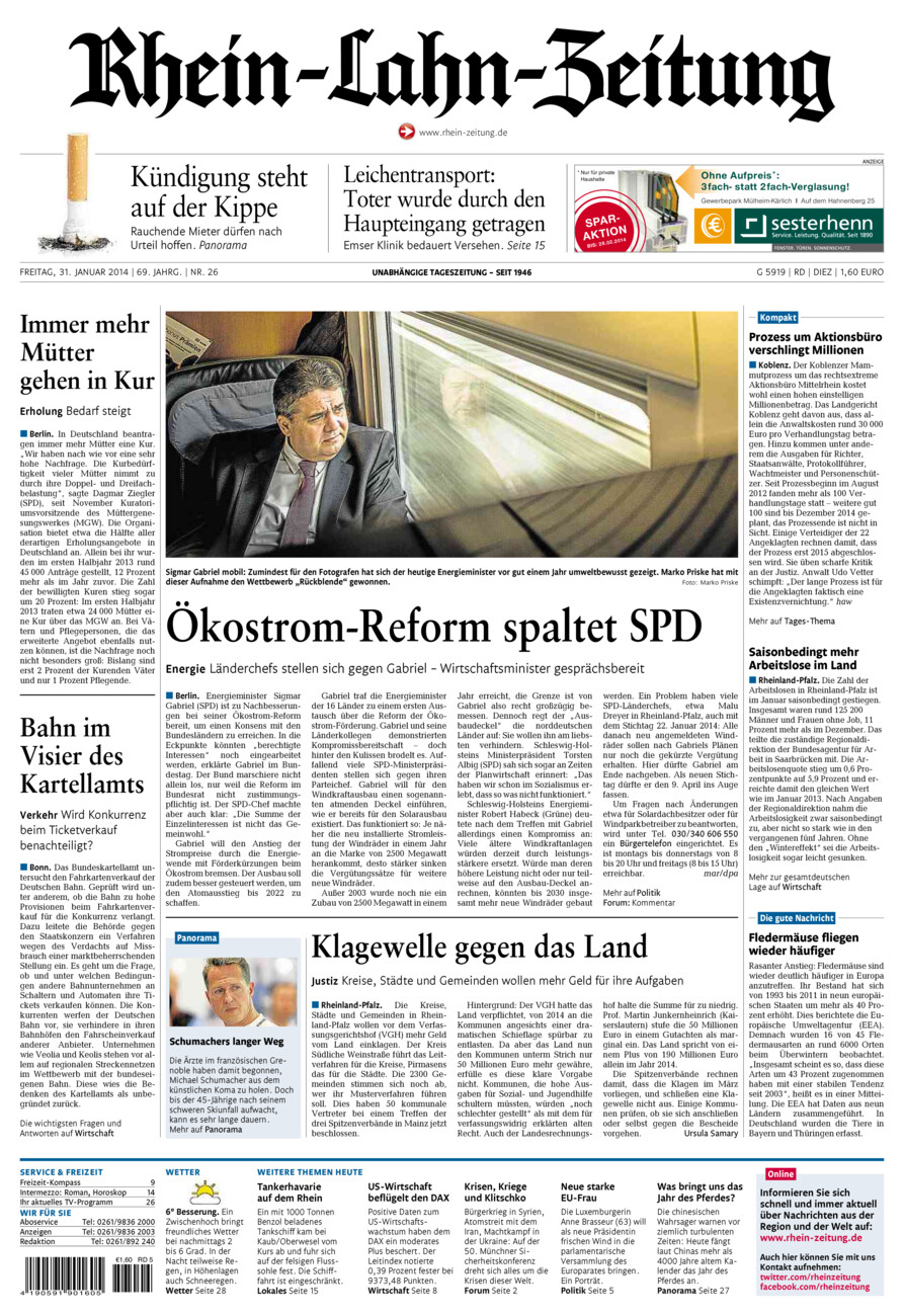Rhein-Lahn-Zeitung Diez (Archiv) vom Freitag, 31.01.2014