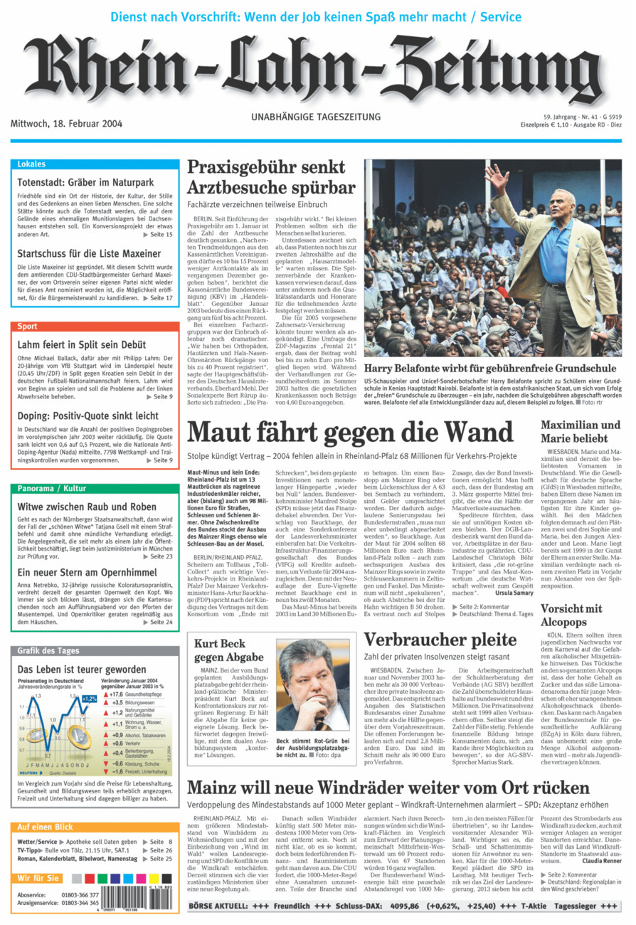 Rhein-Lahn-Zeitung Diez (Archiv) vom Mittwoch, 18.02.2004