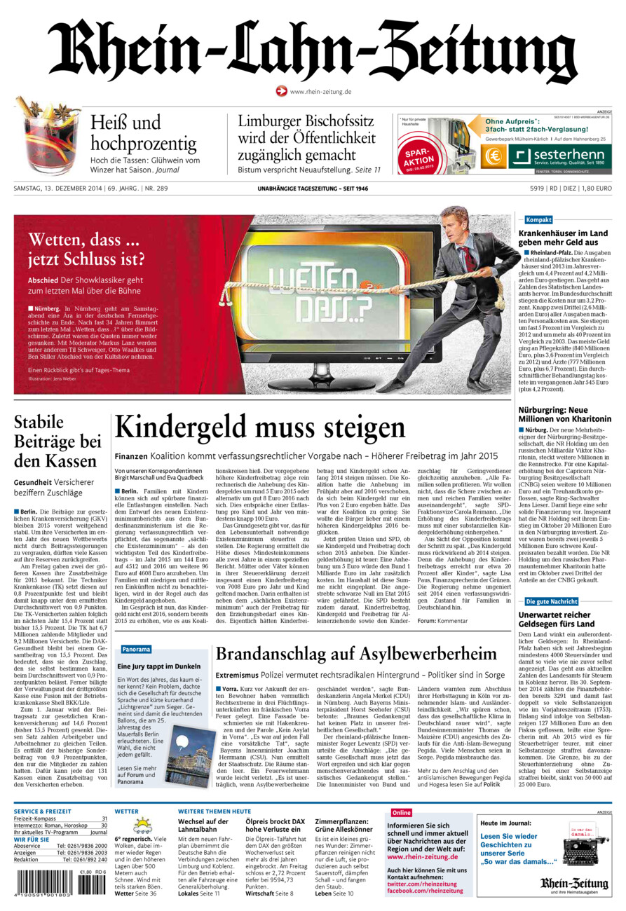 Rhein-Lahn-Zeitung Diez (Archiv) vom Samstag, 13.12.2014