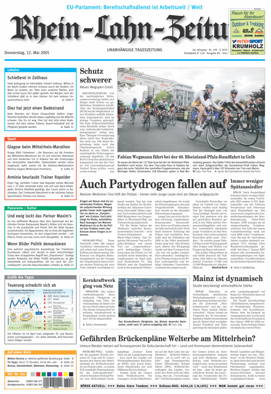 Rhein-Lahn-Zeitung Diez (Archiv) vom Donnerstag, 12.05.2005