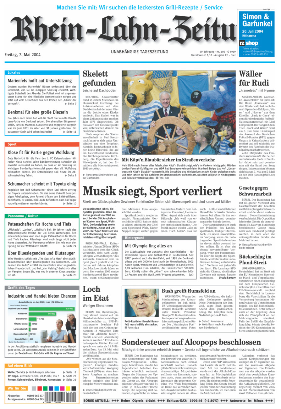 Rhein-Lahn-Zeitung Diez (Archiv) vom Freitag, 07.05.2004