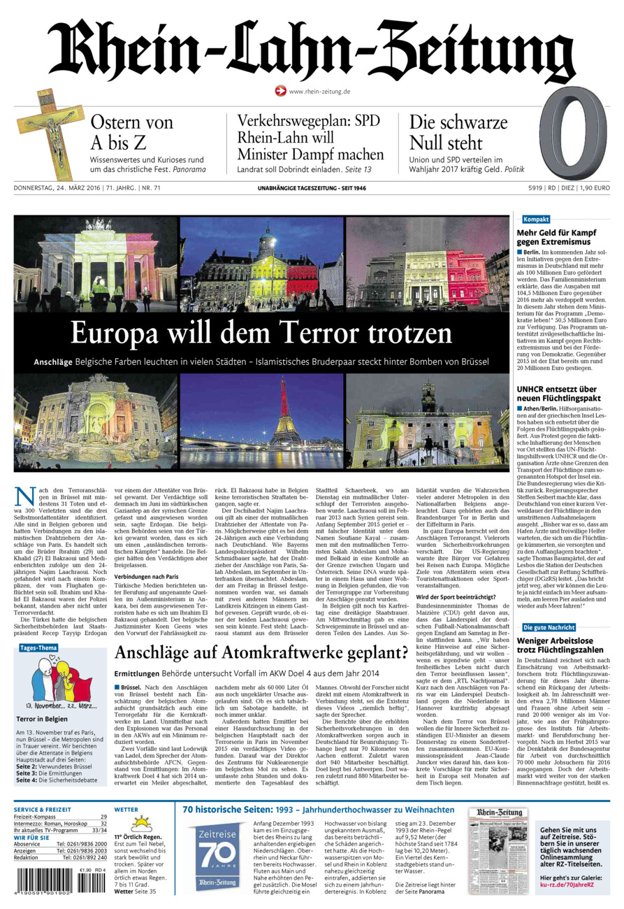 Rhein-Lahn-Zeitung Diez (Archiv) vom Donnerstag, 24.03.2016