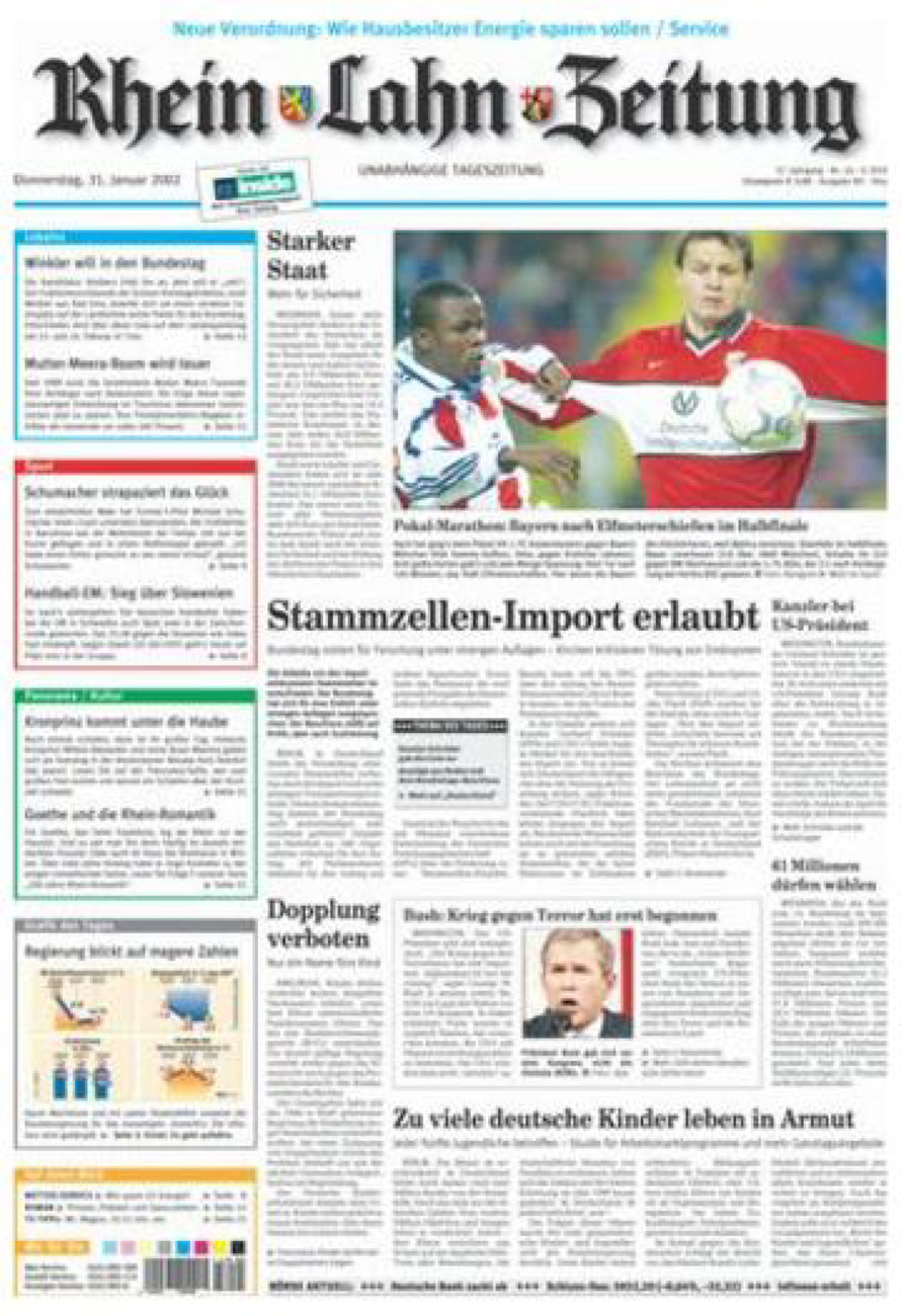 Rhein-Lahn-Zeitung Diez (Archiv) vom Donnerstag, 31.01.2002