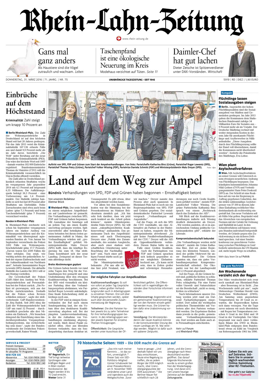 Rhein-Lahn-Zeitung Diez (Archiv) vom Donnerstag, 31.03.2016