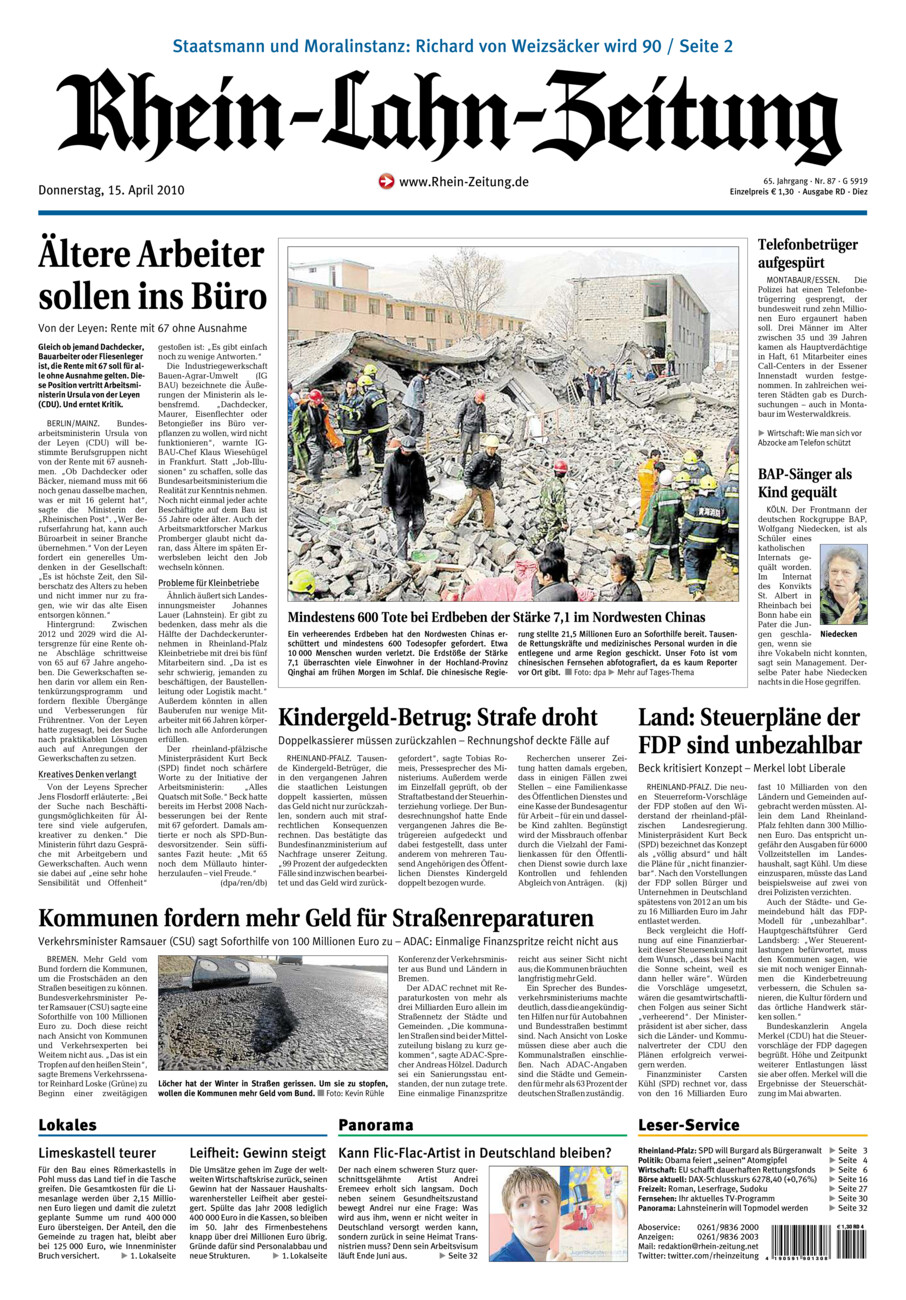 Rhein-Lahn-Zeitung Diez (Archiv) vom Donnerstag, 15.04.2010