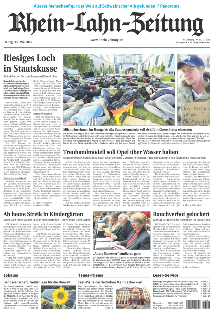 Rhein-Lahn-Zeitung Diez (Archiv) vom Freitag, 15.05.2009