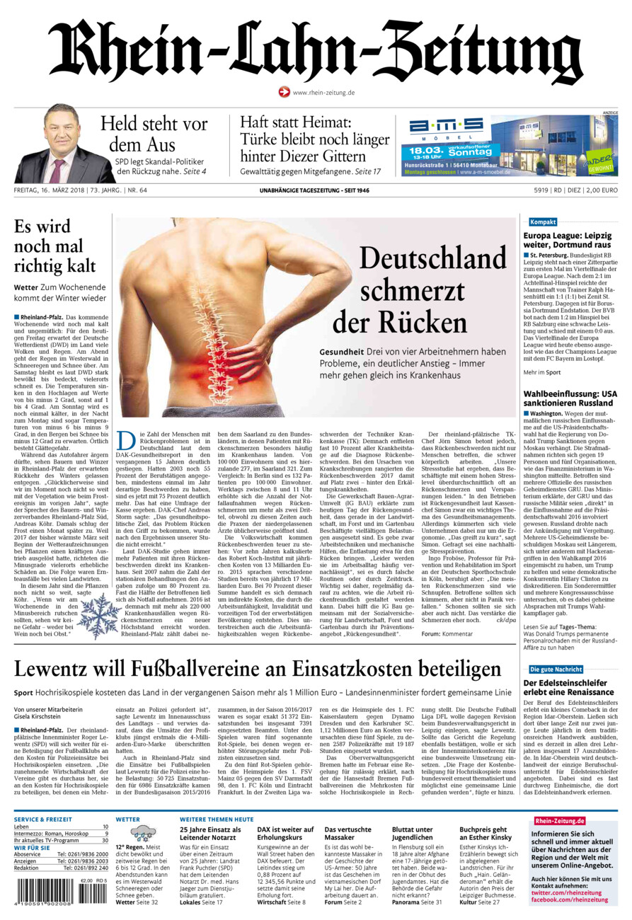Rhein-Lahn-Zeitung Diez (Archiv) vom Freitag, 16.03.2018