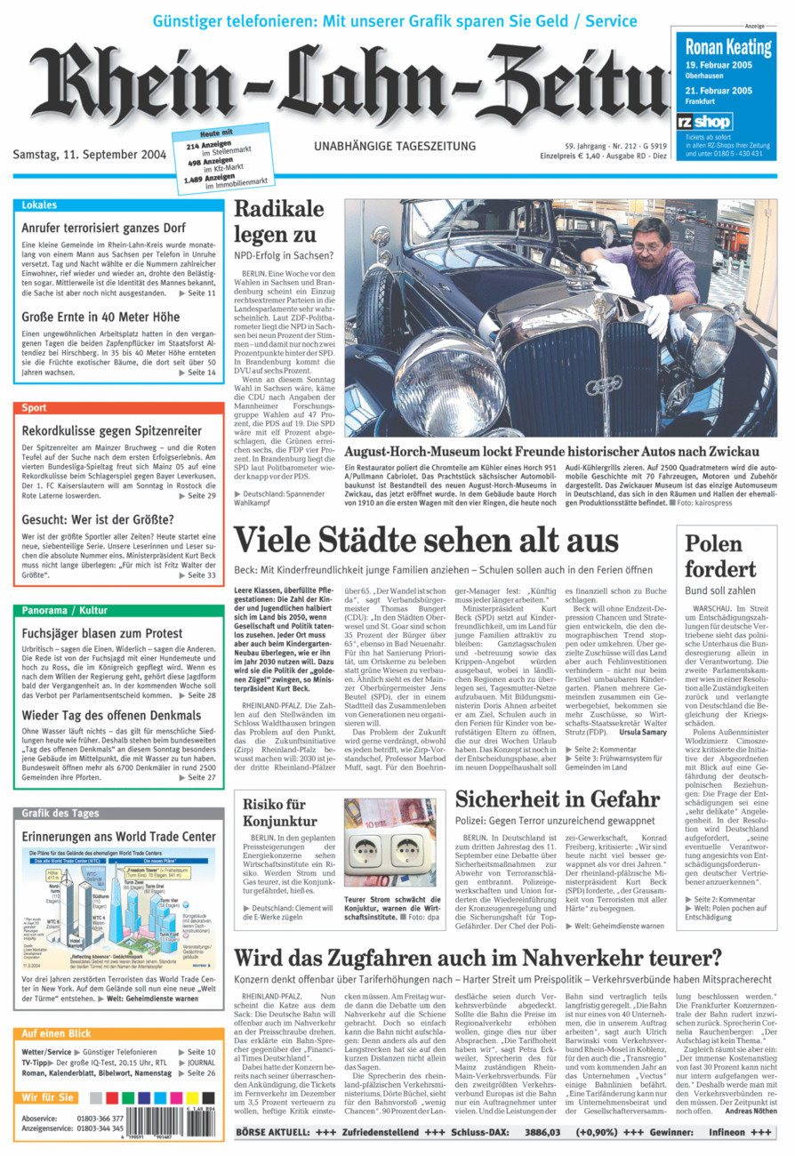 Rhein-Lahn-Zeitung Diez (Archiv) vom Samstag, 11.09.2004
