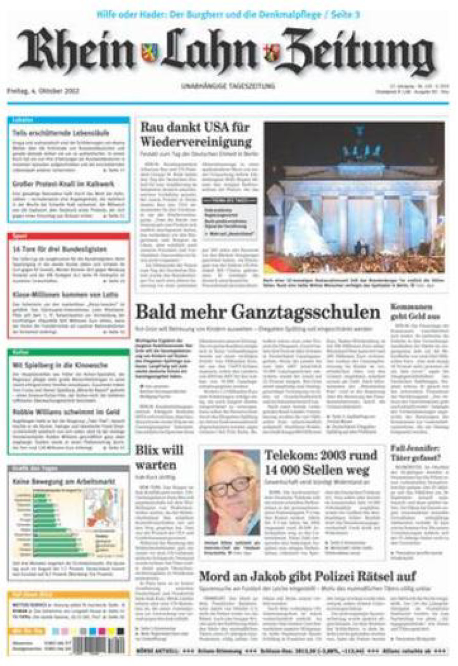Rhein-Lahn-Zeitung Diez (Archiv) vom Freitag, 04.10.2002