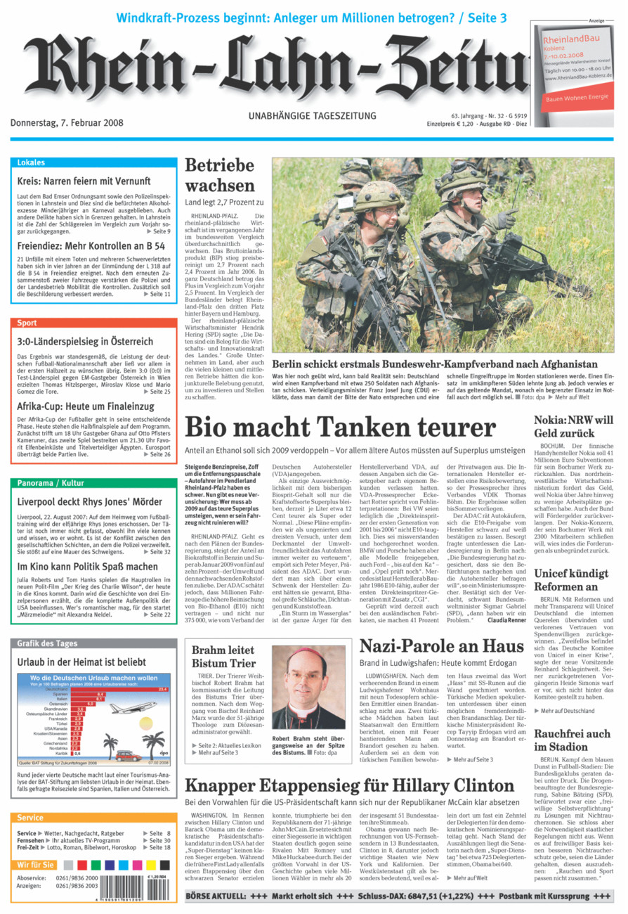 Rhein-Lahn-Zeitung Diez (Archiv) vom Donnerstag, 07.02.2008