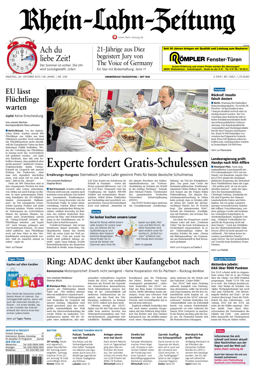 Rhein-Lahn-Zeitung Diez (Archiv) vom Samstag, 26.10.2013