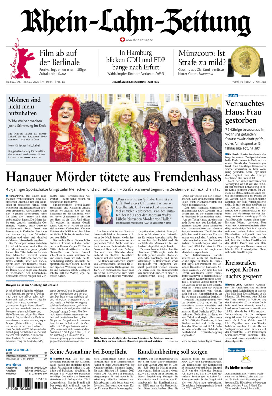 Rhein-Lahn-Zeitung Diez (Archiv) vom Freitag, 21.02.2020