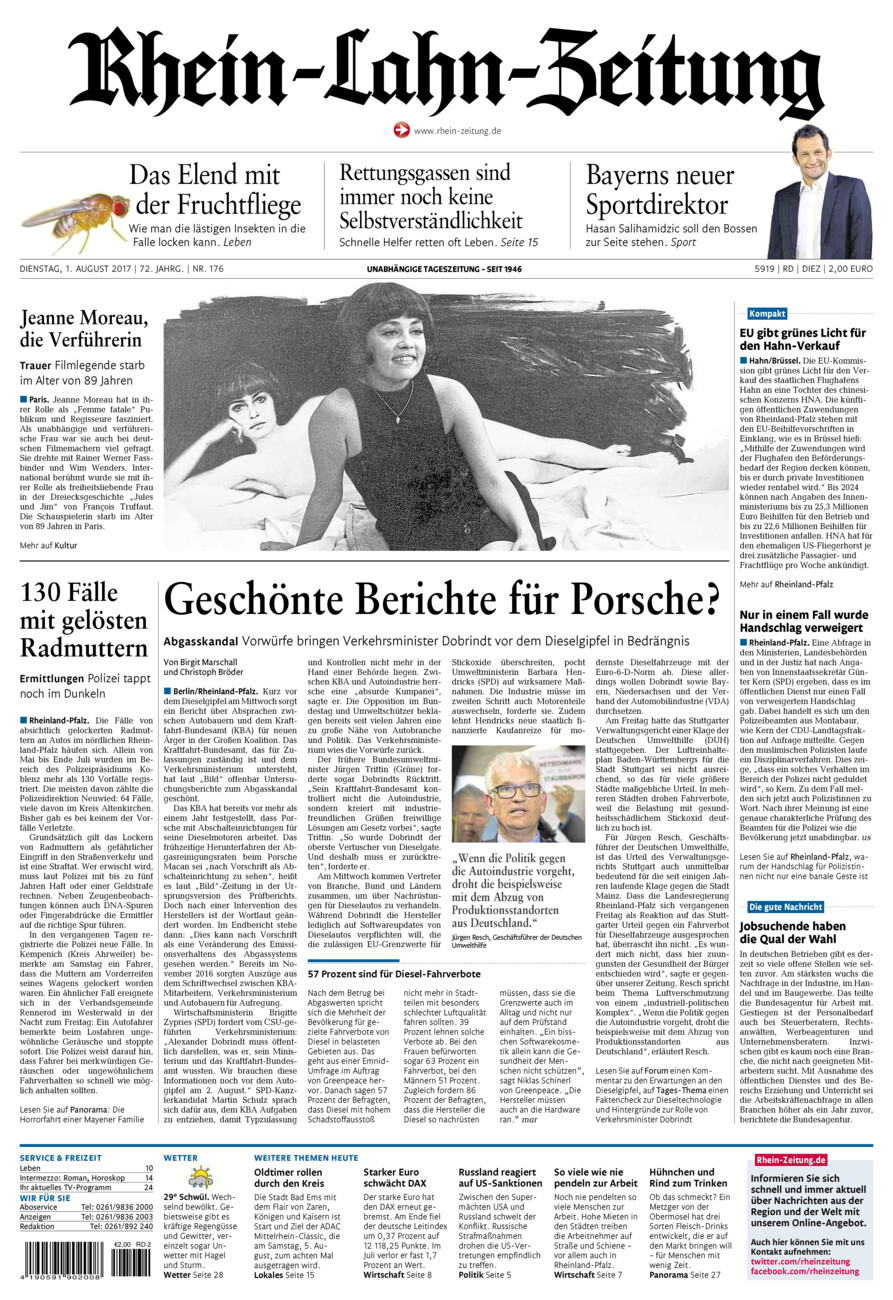 Rhein-Lahn-Zeitung Diez (Archiv) vom Dienstag, 01.08.2017