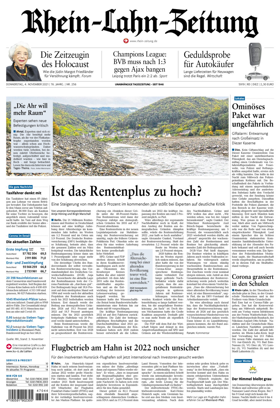 Rhein-Lahn-Zeitung Diez (Archiv) vom Donnerstag, 04.11.2021