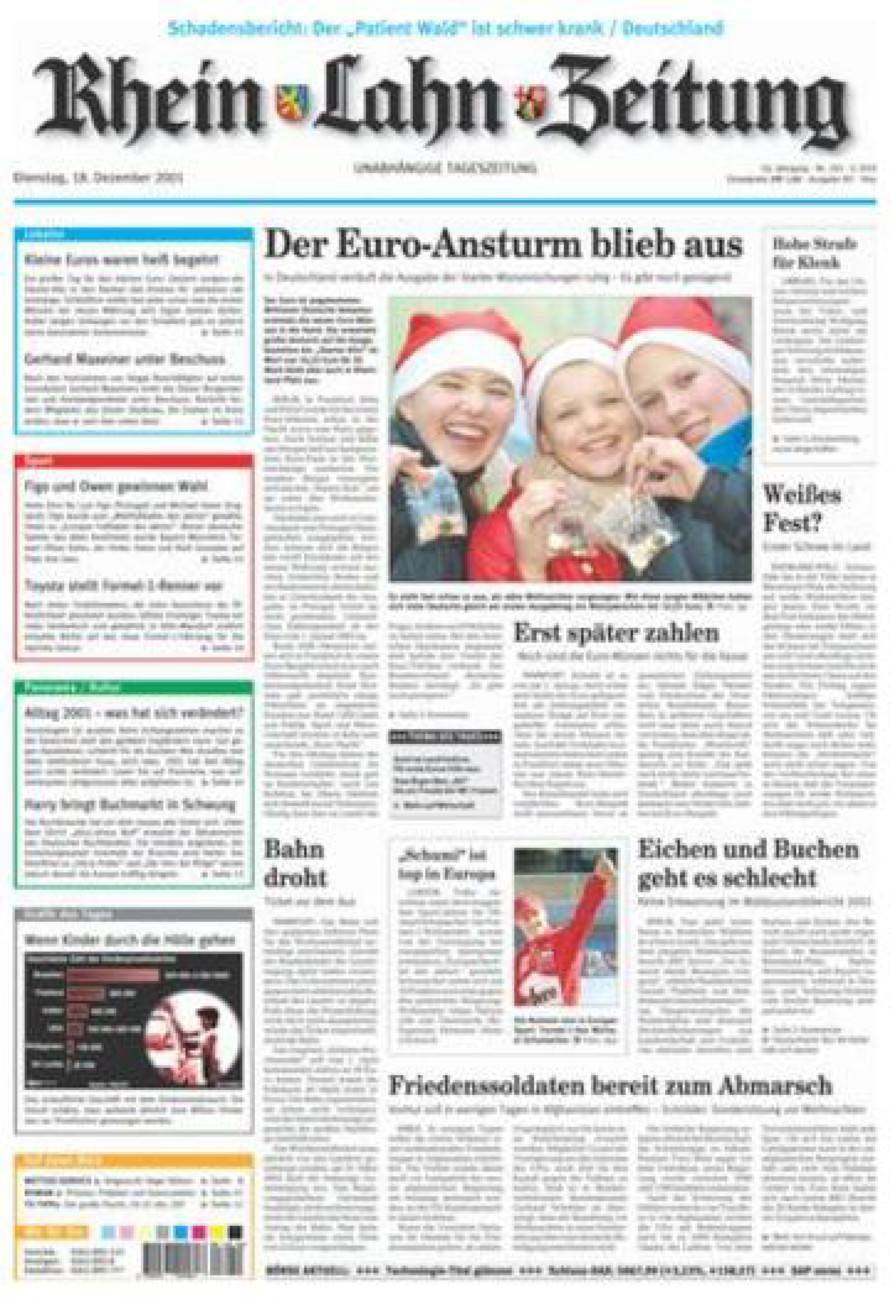Rhein-Lahn-Zeitung Diez (Archiv) vom Dienstag, 18.12.2001
