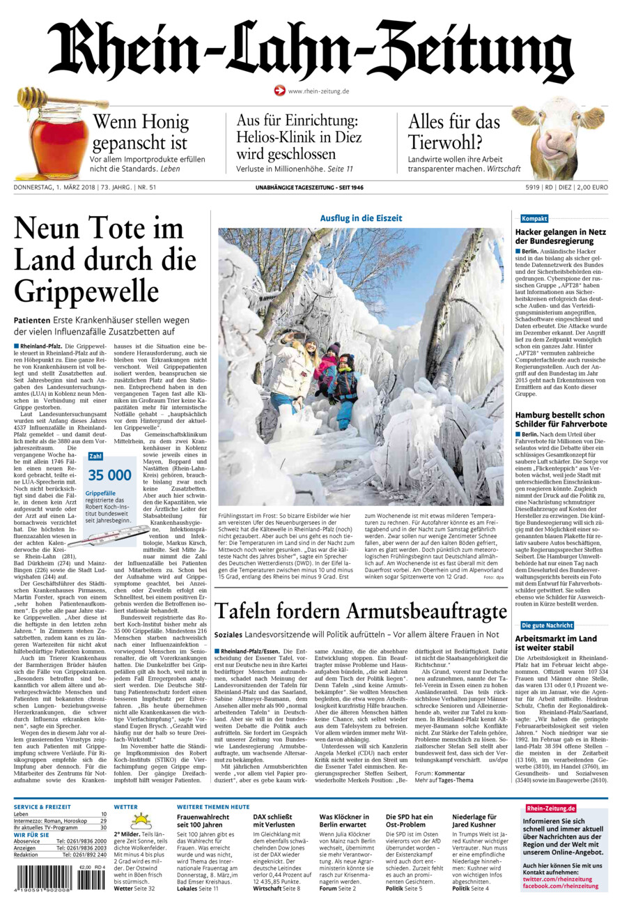 Rhein-Lahn-Zeitung Diez (Archiv) vom Donnerstag, 01.03.2018