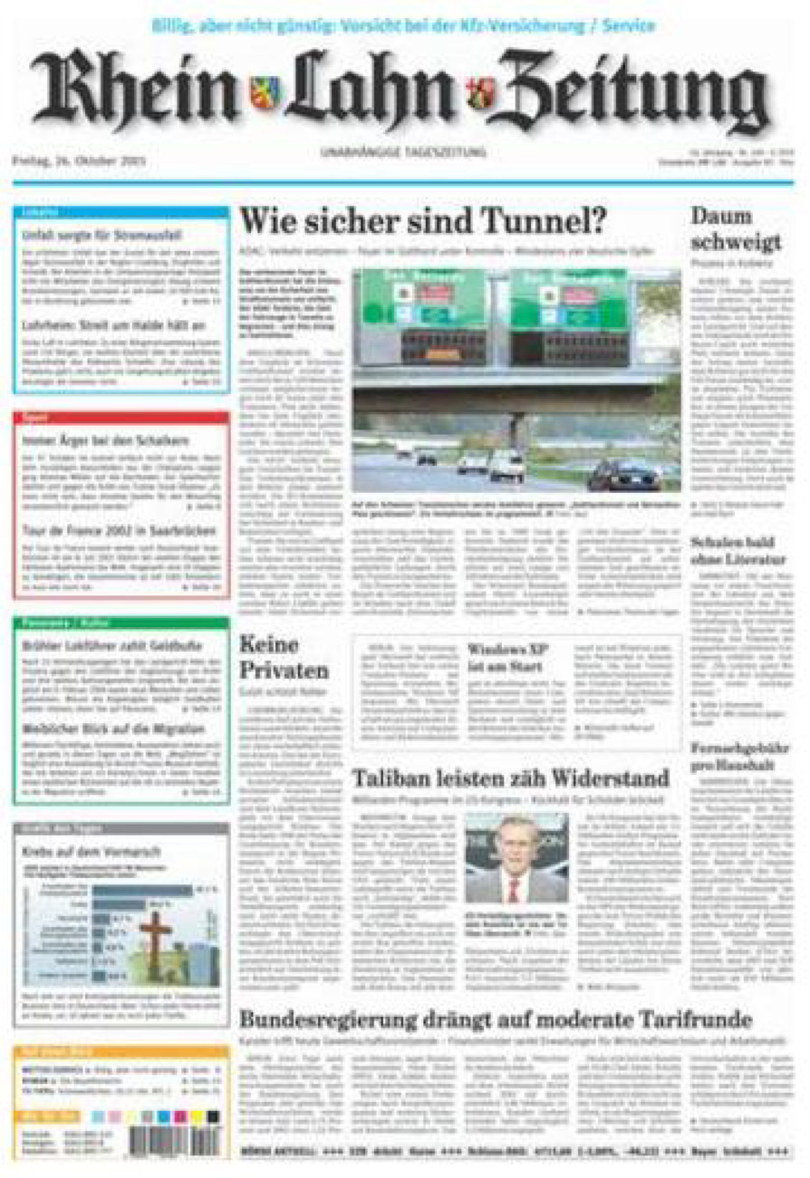 Rhein-Lahn-Zeitung Diez (Archiv) vom Freitag, 26.10.2001