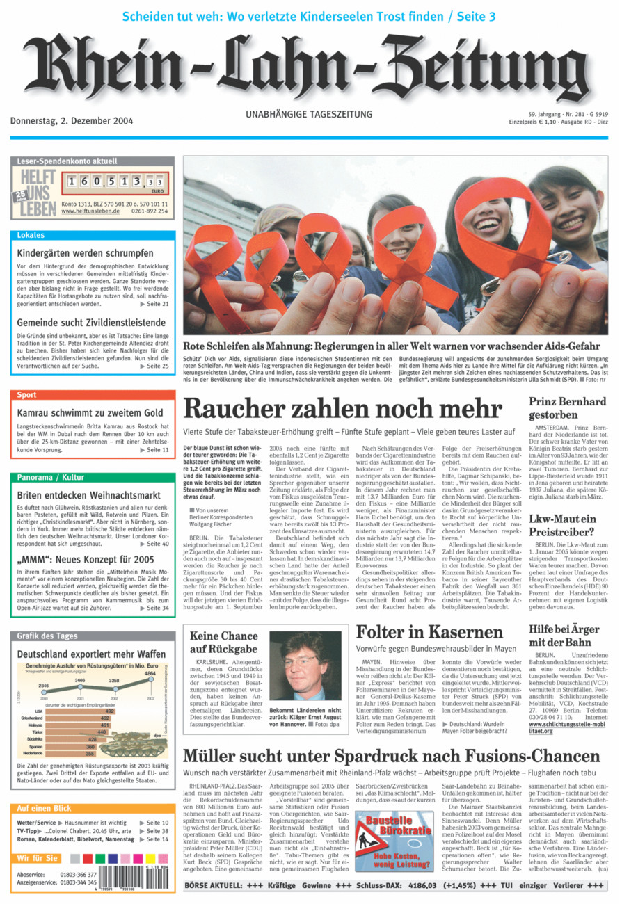 Rhein-Lahn-Zeitung Diez (Archiv) vom Donnerstag, 02.12.2004