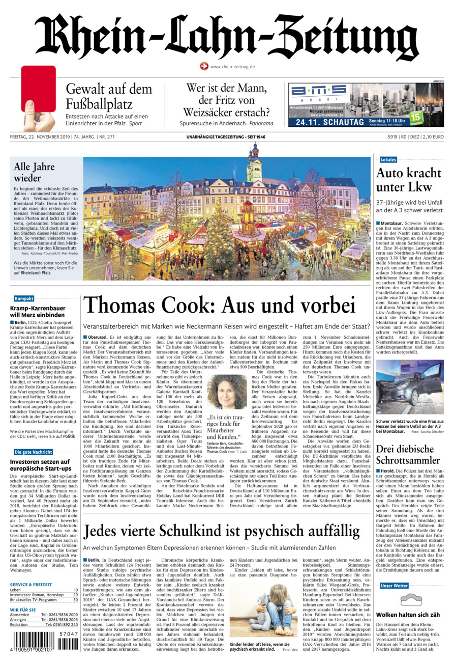 Rhein-Lahn-Zeitung Diez (Archiv) vom Freitag, 22.11.2019